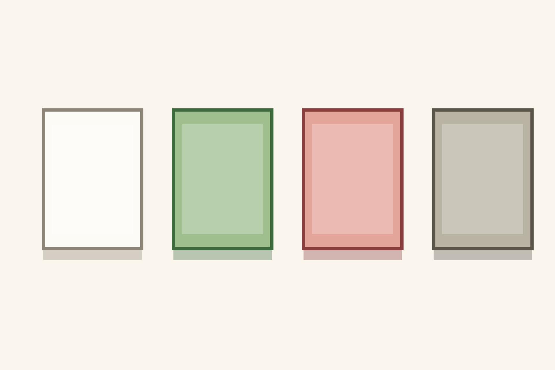 Illustration of four gypsum board types side by side: regular white board, green-tinted moisture-resistant board, red-tinted fire-resistant board and perforated acoustic board