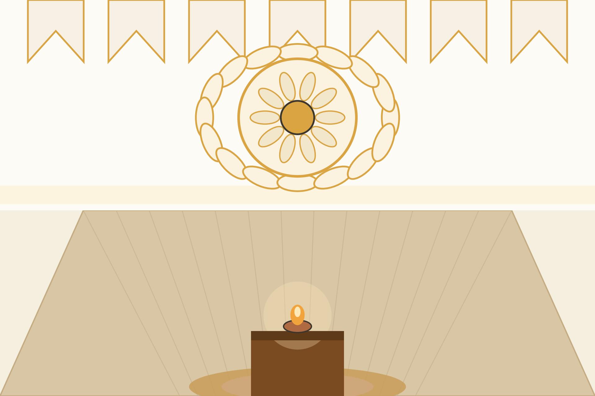 Concept render of a pooja room ceiling with traditional POP lotus and paisley motifs around a dome, lit warmly