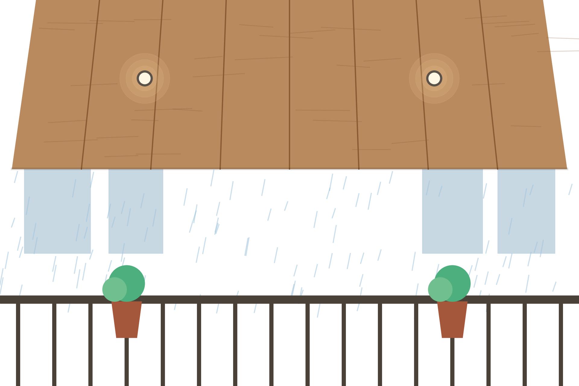 Concept render of an Indian apartment balcony with a walnut wood-finish PVC panel false ceiling and warm recessed lights
