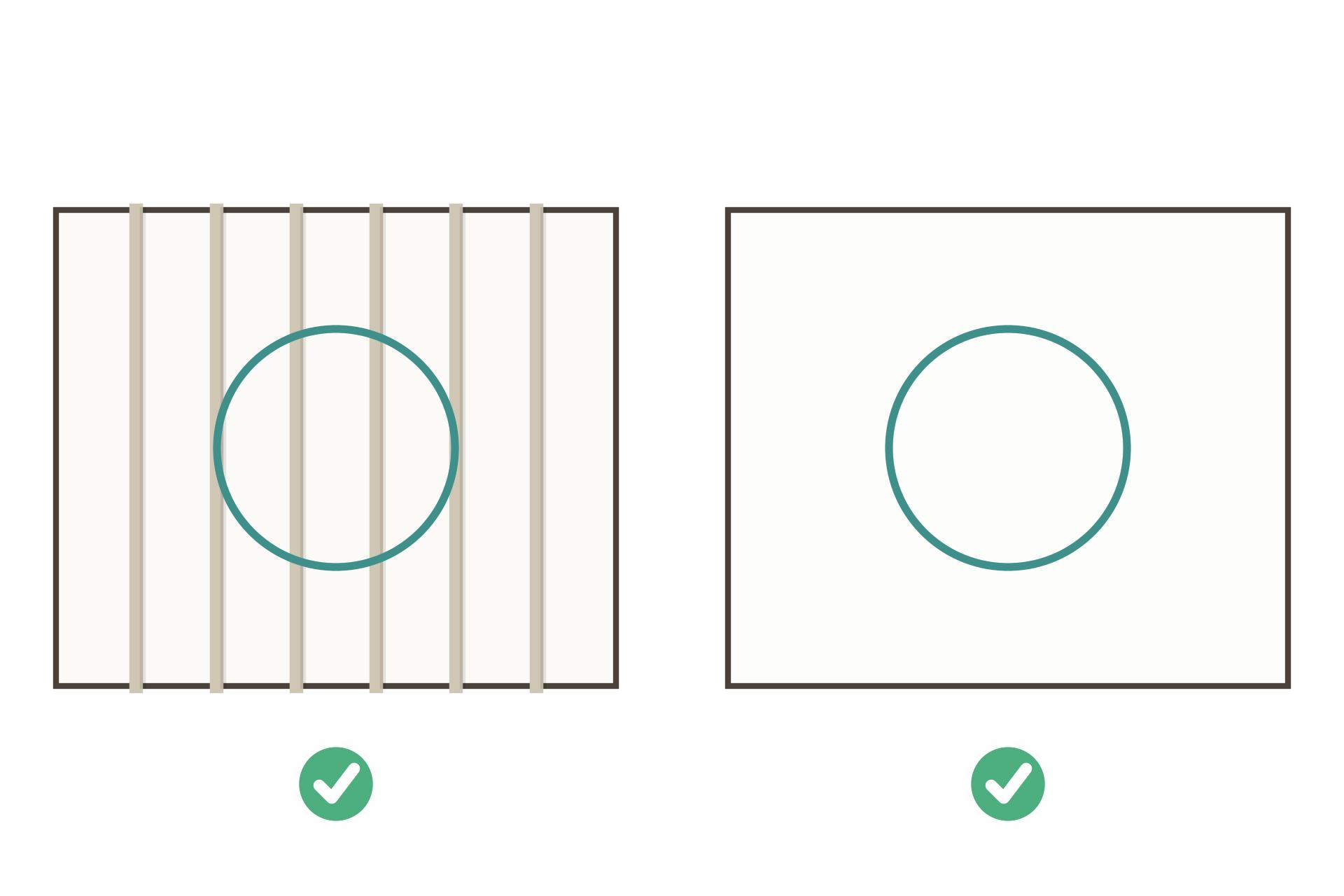 Illustration diagram showing visible groove joints between PVC ceiling panels beside a seamless gypsum ceiling for comparison