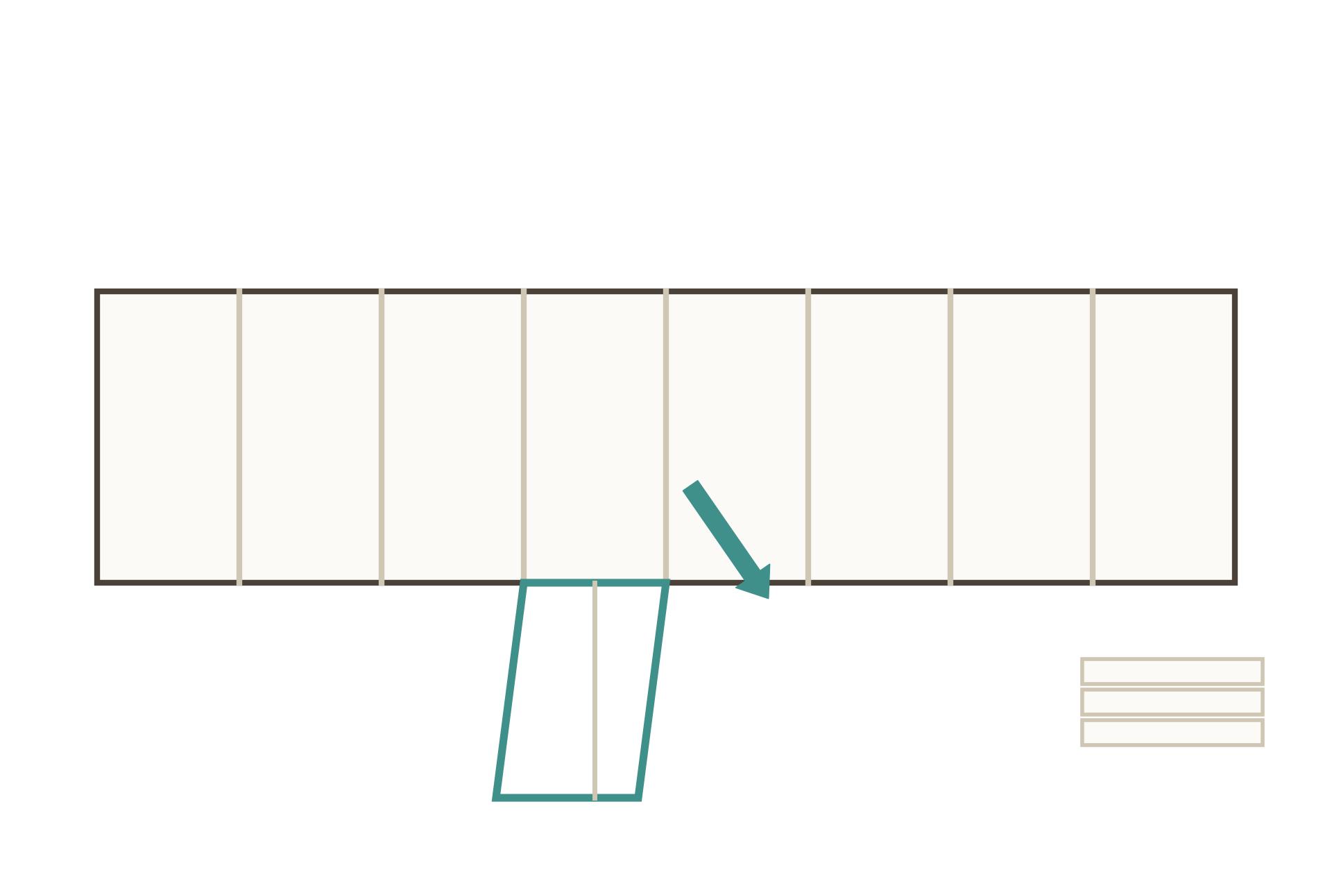 Illustration diagram showing a single damaged PVC ceiling panel being slid out of the tongue-and-groove run for replacement