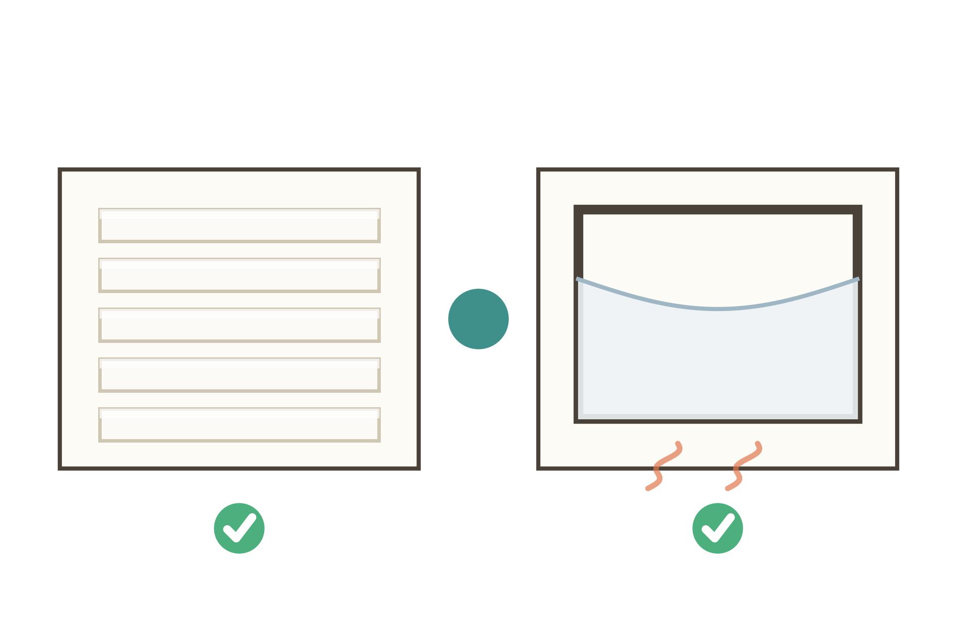 Illustration diagram comparing rigid interlocking PVC panels with a flexible PVC stretch membrane ceiling system