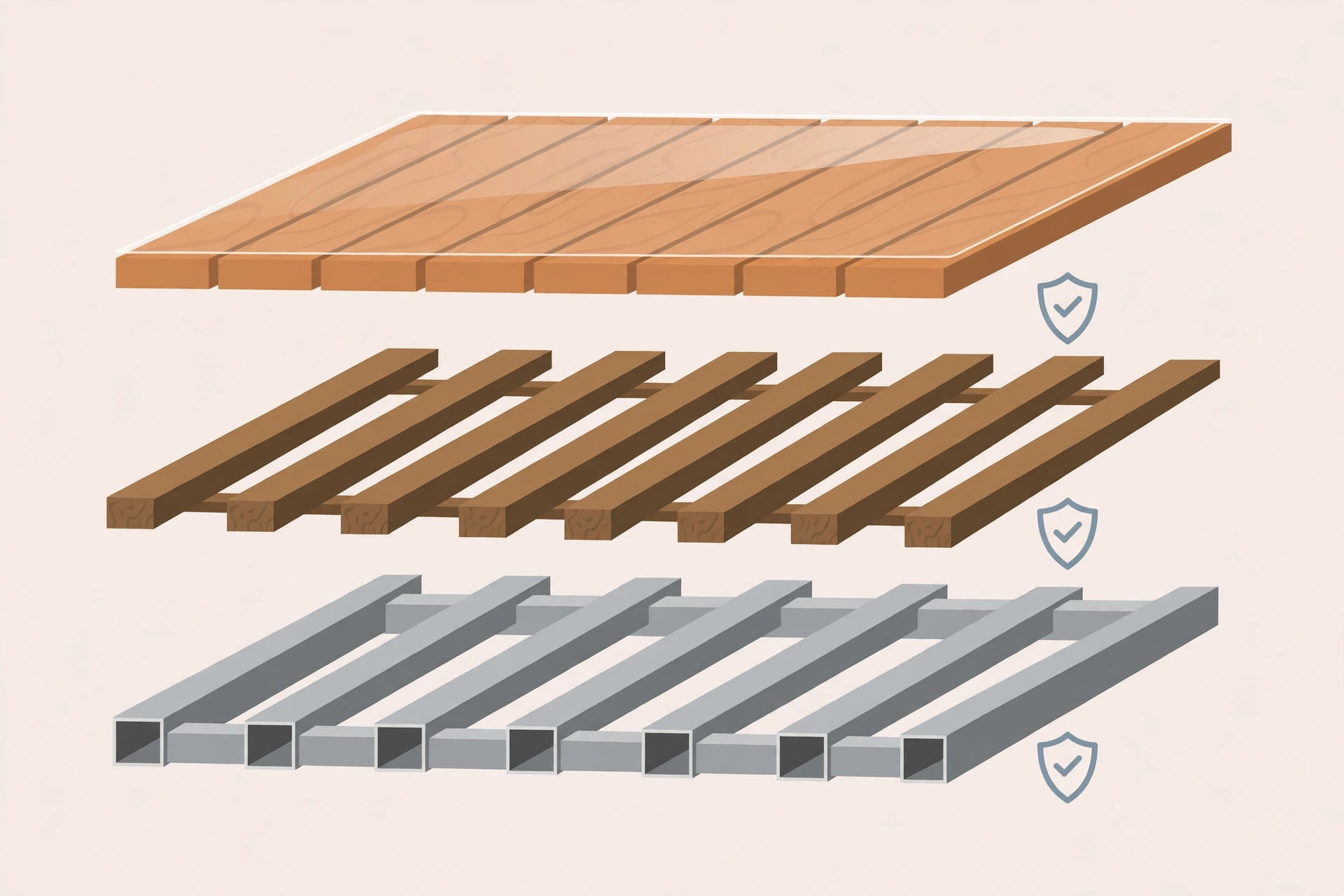 Diagram showing termite treatment layers for a wooden ceiling: treated battens, sealed planks, inspection gaps