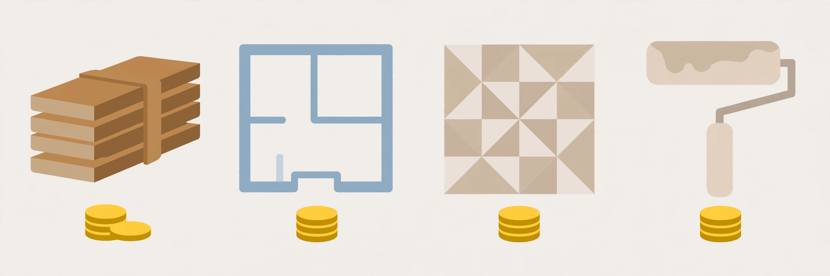 Diagram showing the four cost levers for a wooden bedroom ceiling
