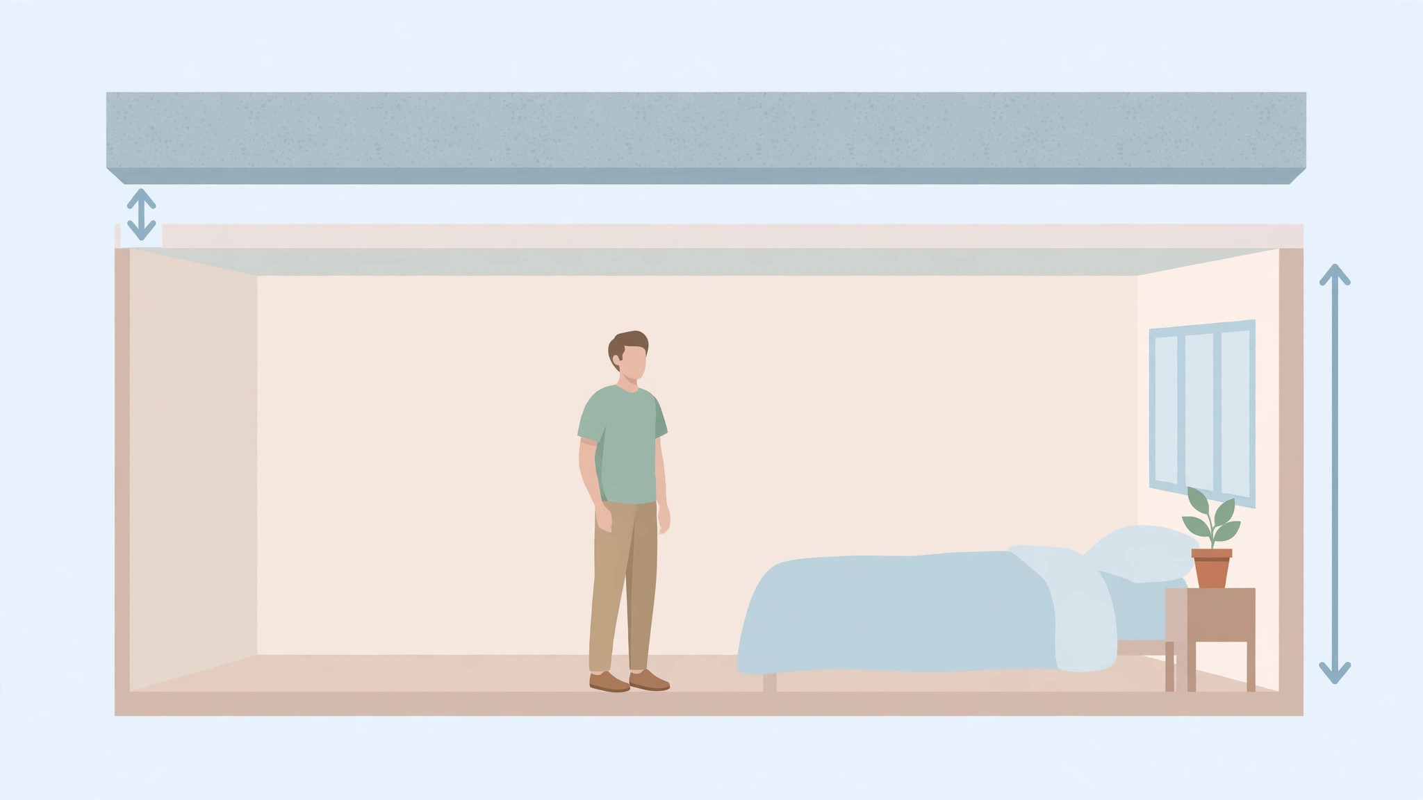 Diagram showing drop budget calculation for a 9-foot bedroom slab