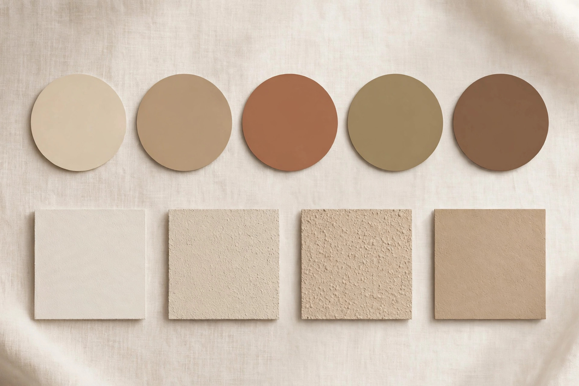 Illustration of 2026 bedroom ceiling colour palettes in warm neutrals