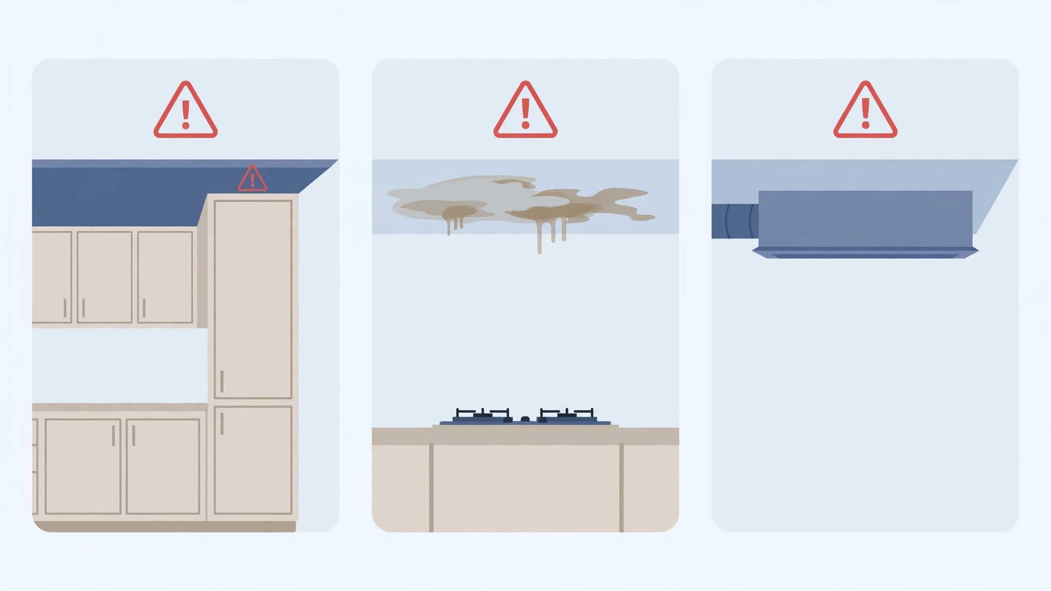 Diagram illustrating common kitchen ceiling mistakes to avoid