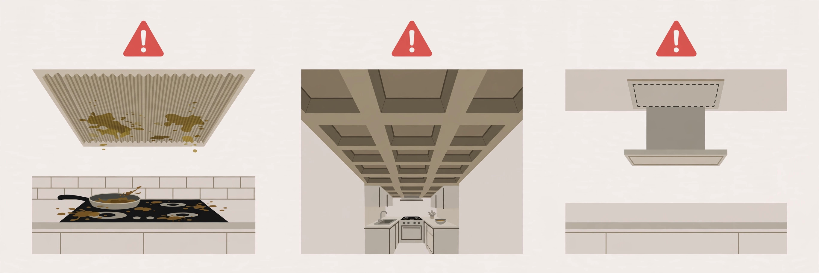 Diagram illustrating common mistakes with trendy kitchen ceilings