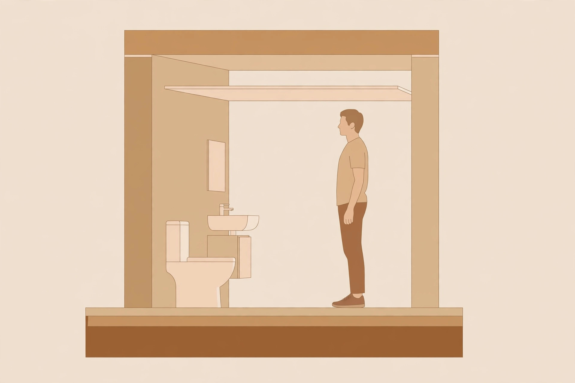 Diagram showing height planning for a small bathroom ceiling