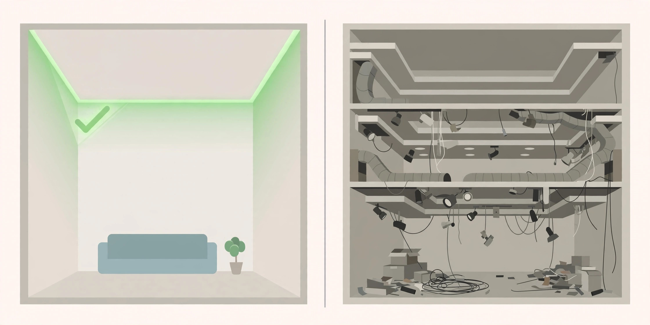 Diagram illustrating the one-level rule for simple POP ceilings