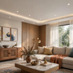 Premium living room with a Gyproc gypsum false ceiling and modern lighting