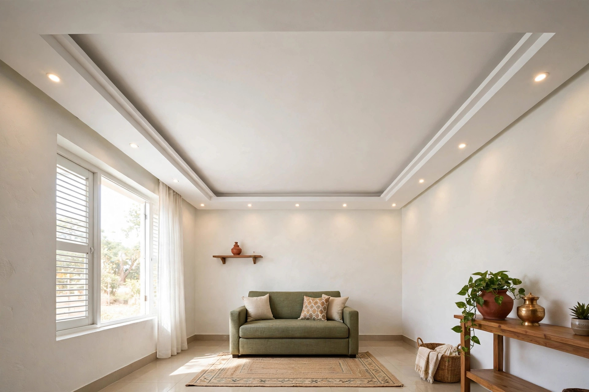 Small hall with a border-only false ceiling