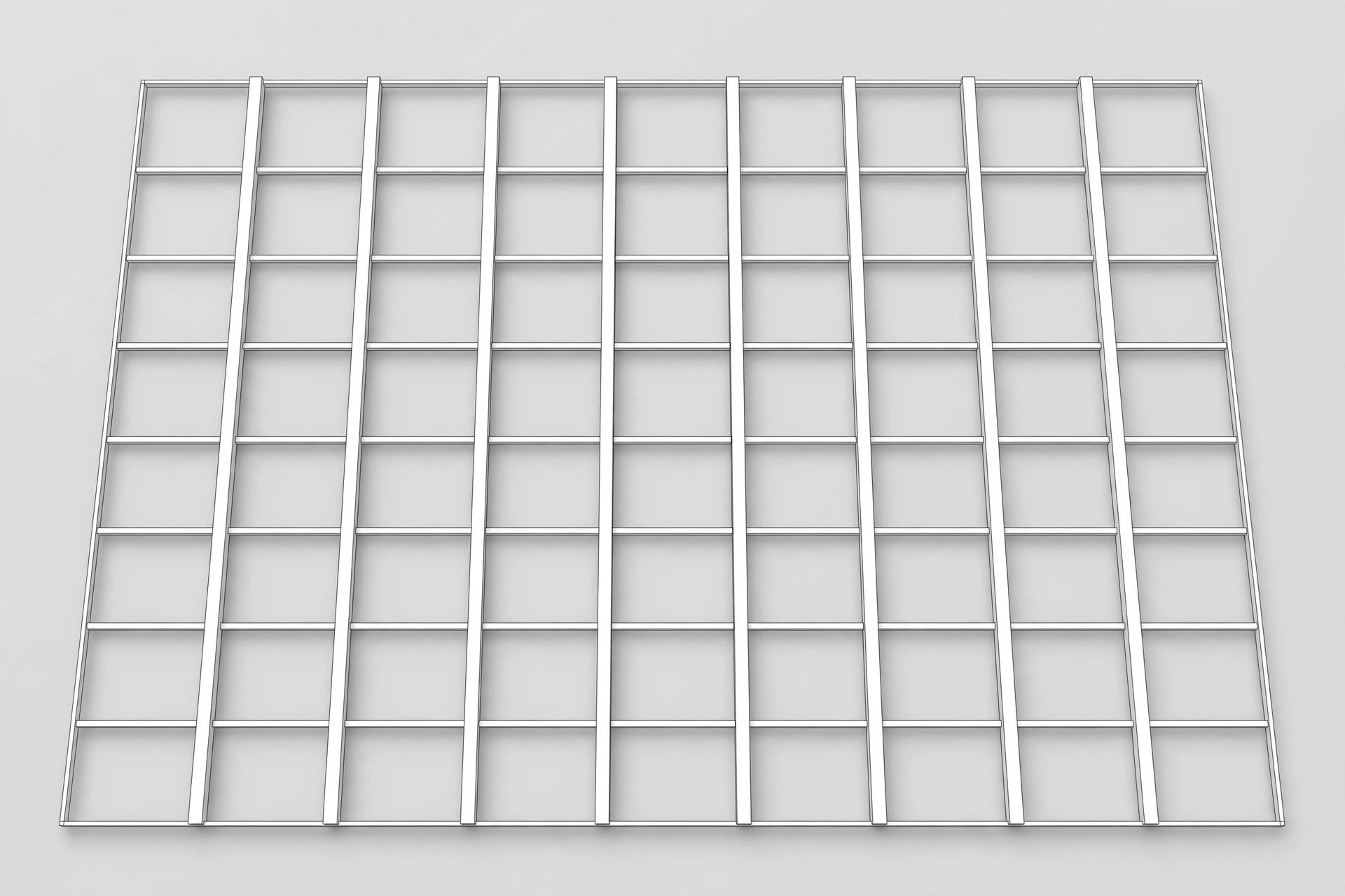 Plan-view diagram of a 600 by 600 millimetre T-bar grid module layout