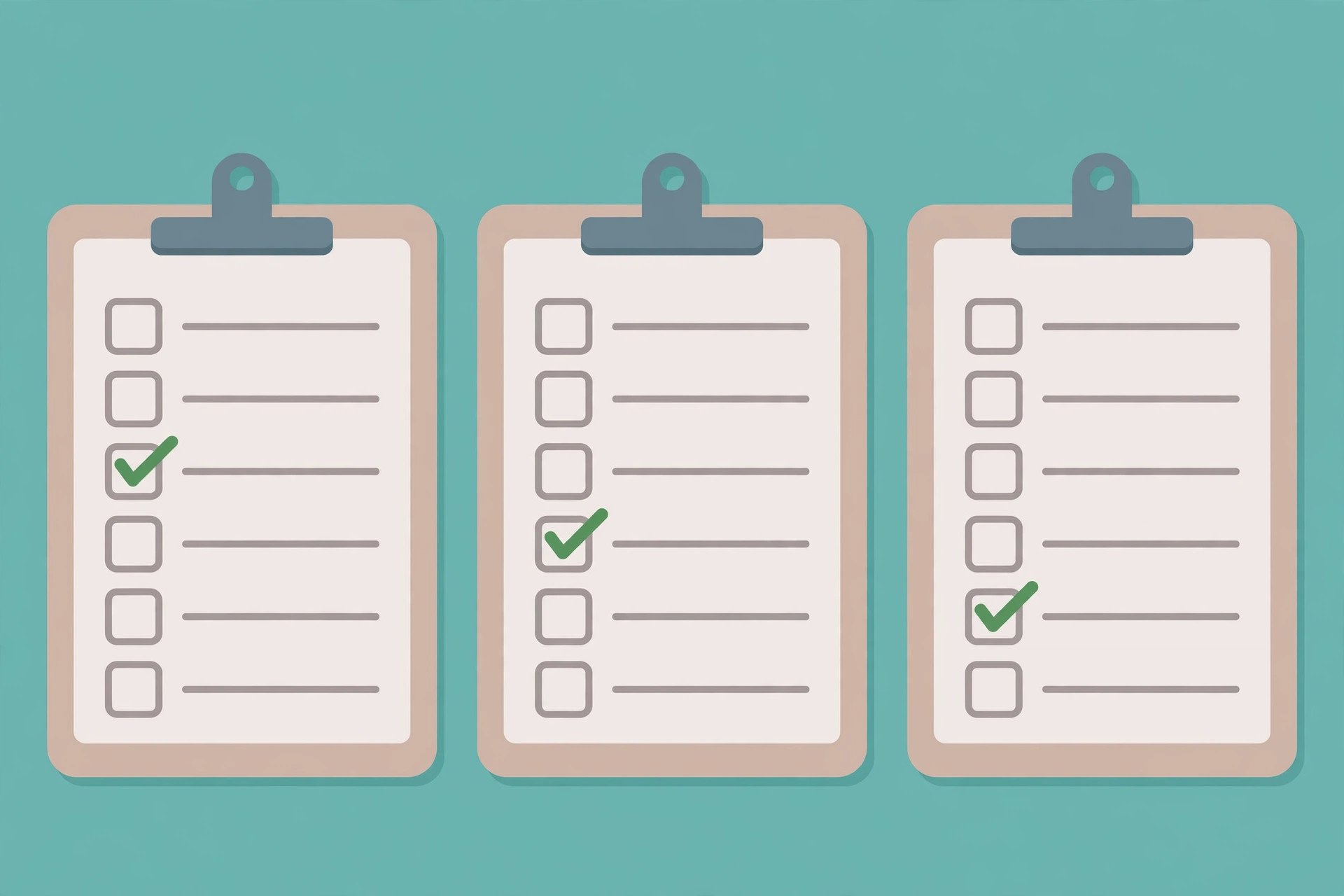 Illustration of three clipboards with checklists representing three contractor quotes to compare