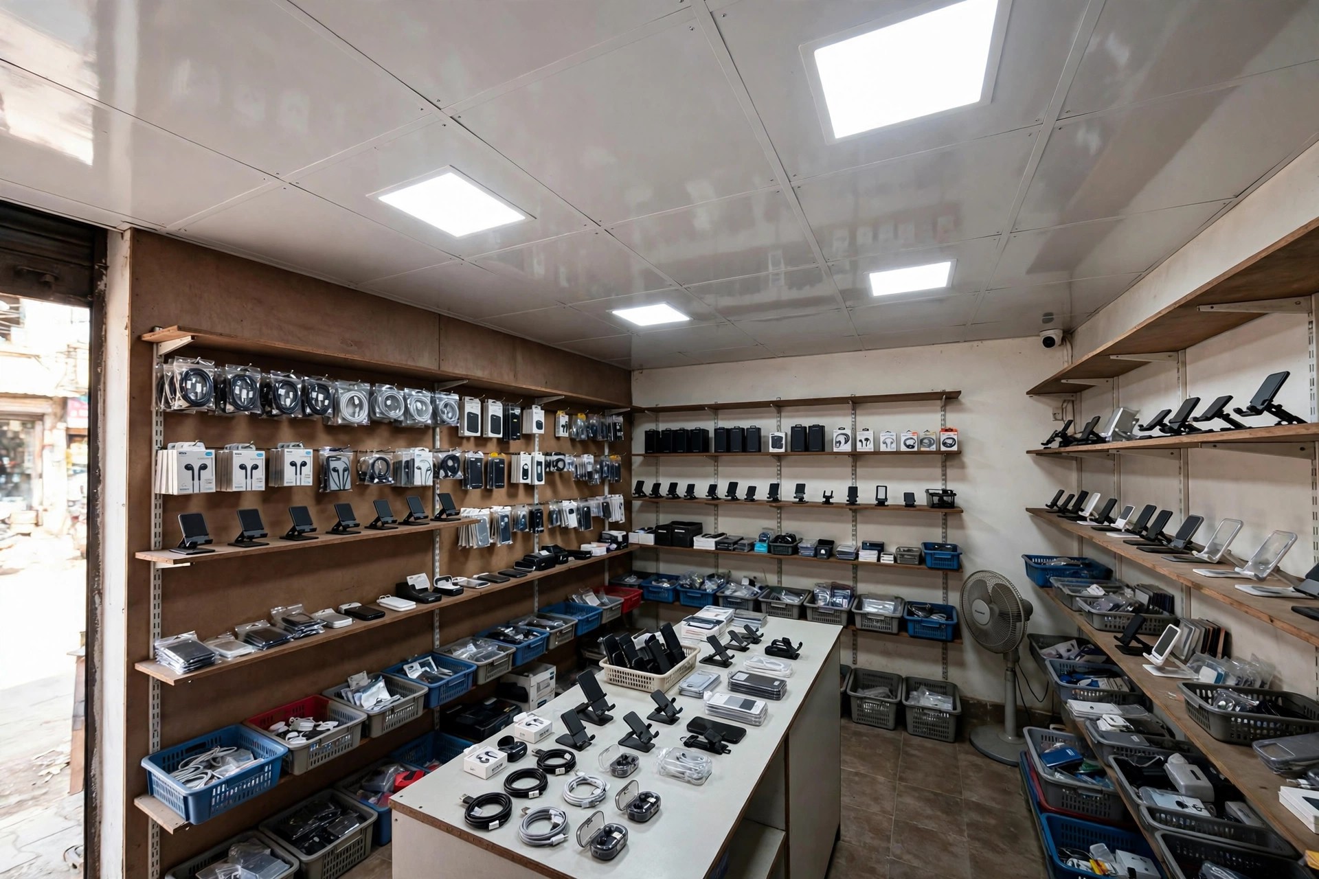 PVC ceiling panels in a small budget retail shop, water-resistant and quick to fit